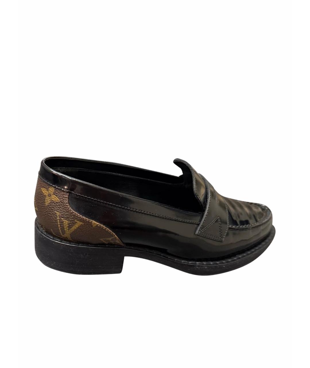 LOUIS VUITTON Черные лоферы из лакированной кожи, фото 1