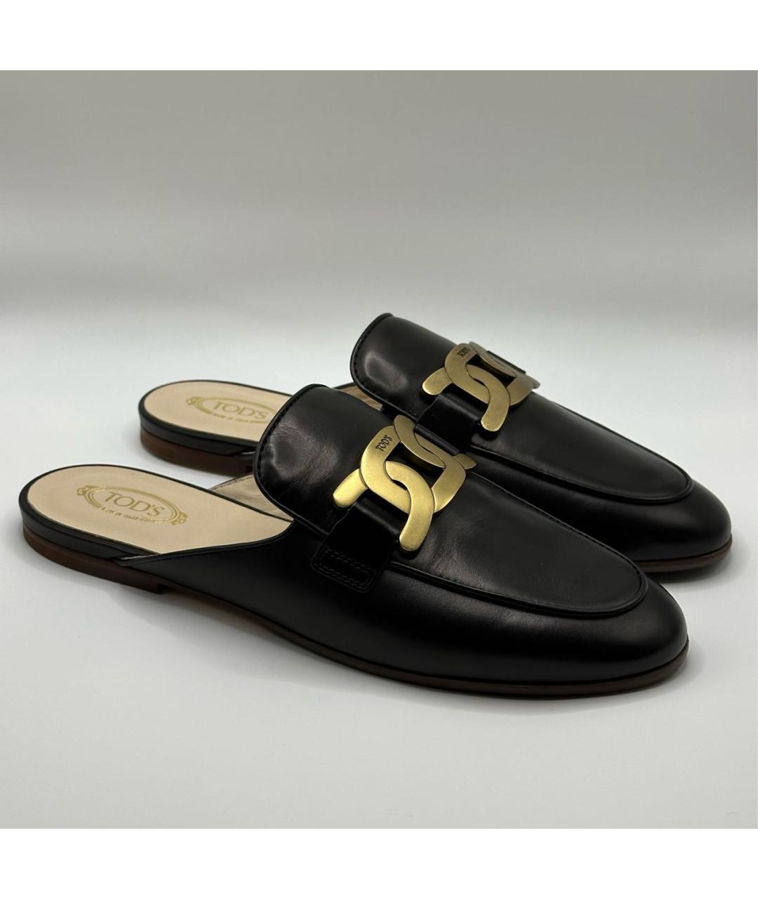 TOD'S Черные кожаные мюли, фото 5