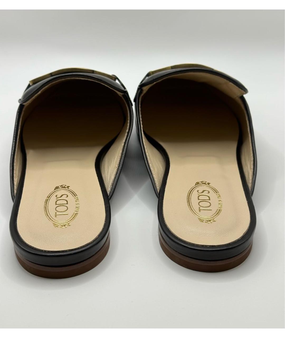 TOD'S Черные кожаные мюли, фото 4