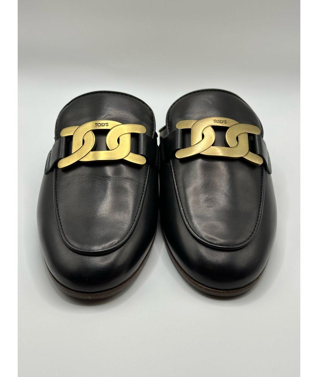 TOD'S Черные кожаные мюли, фото 2