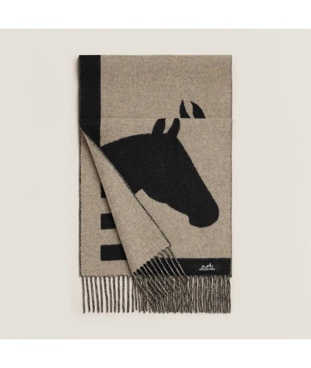 HERMES Бежевый кашемировый шарф, фото 2