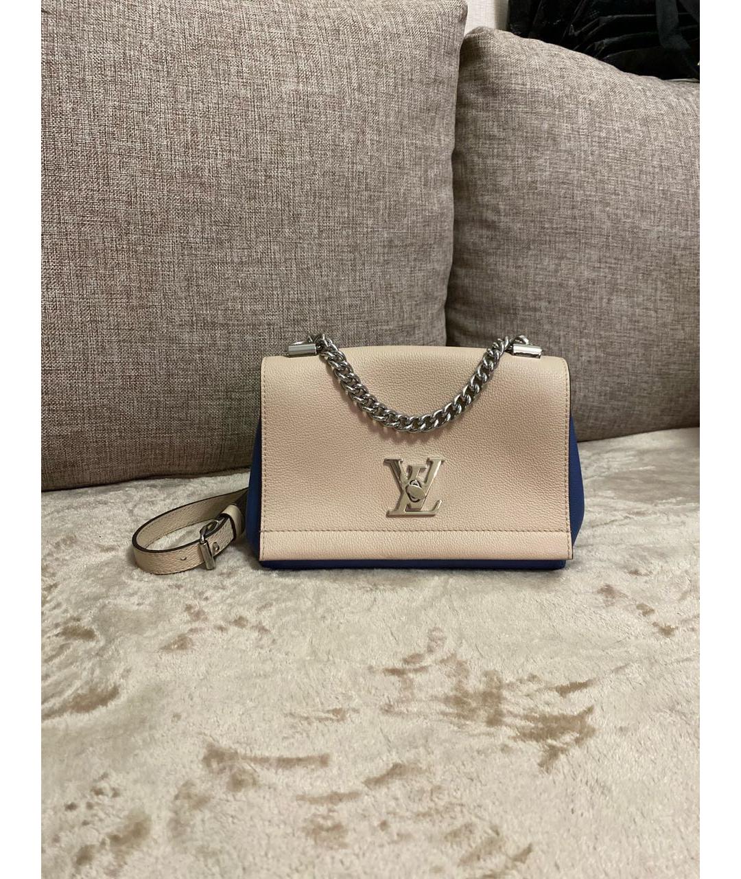 LOUIS VUITTON Бежевая кожаная сумка через плечо, фото 9