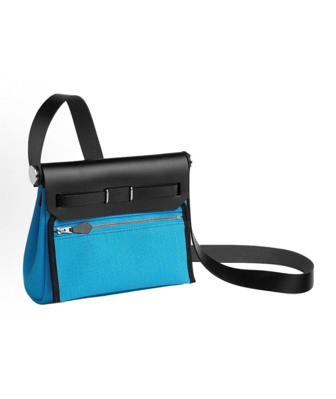 HERMES Голубая тканевая сумка через плечо, фото 3