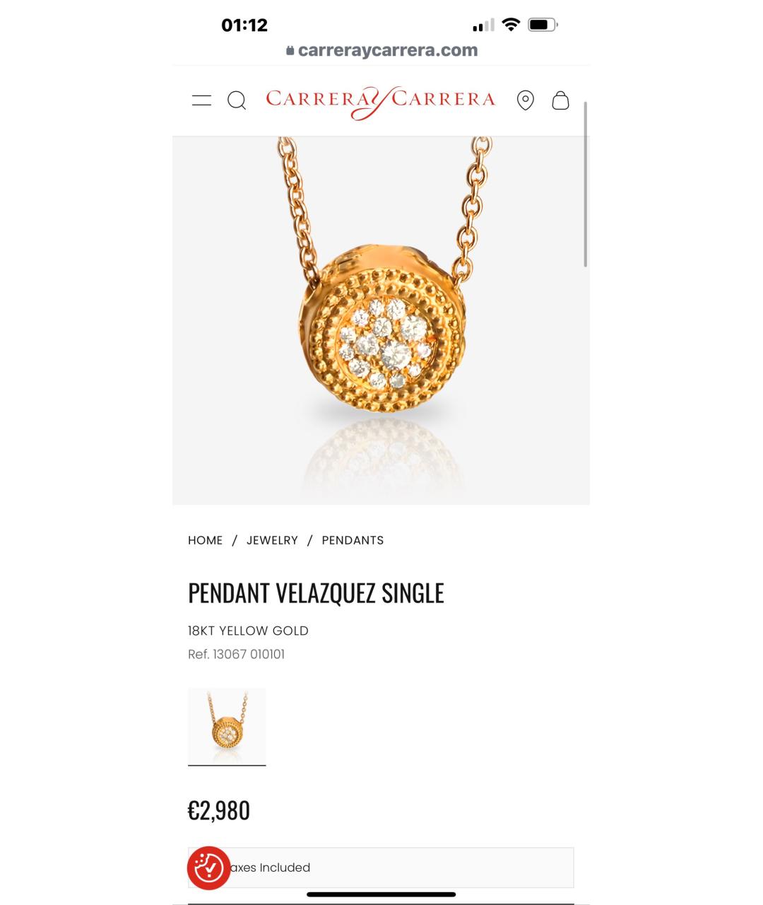 CARRERA Y CARRERA Золотой кулон из желтого золота, фото 2