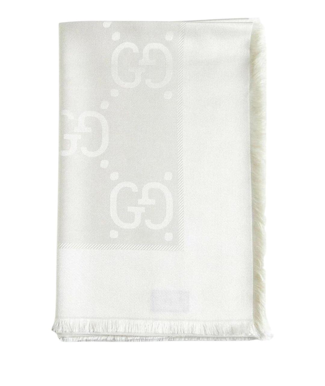 GUCCI Белый шерстяной шарф, фото 1