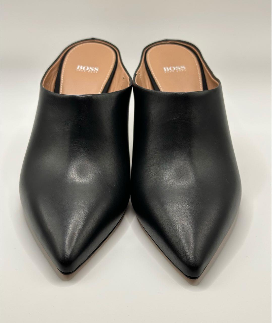 HUGO BOSS Черные кожаные сабо, фото 2