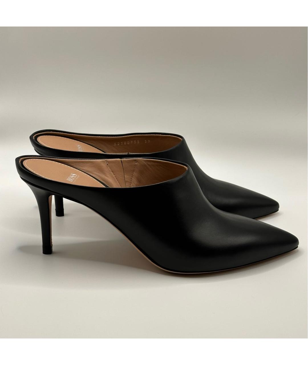 HUGO BOSS Черные кожаные сабо, фото 5