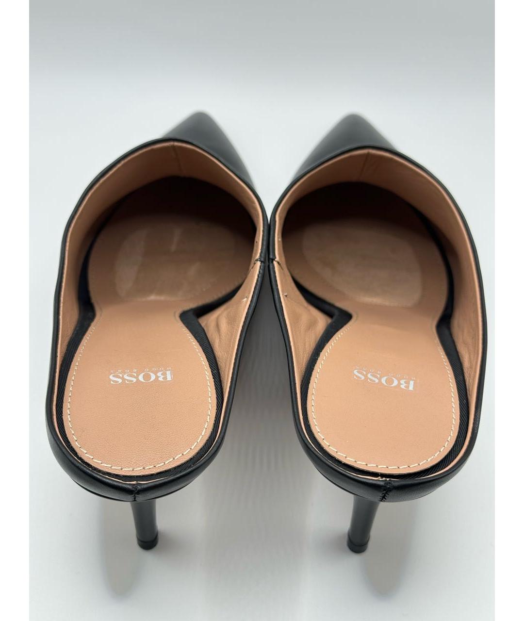 HUGO BOSS Черные кожаные сабо, фото 3