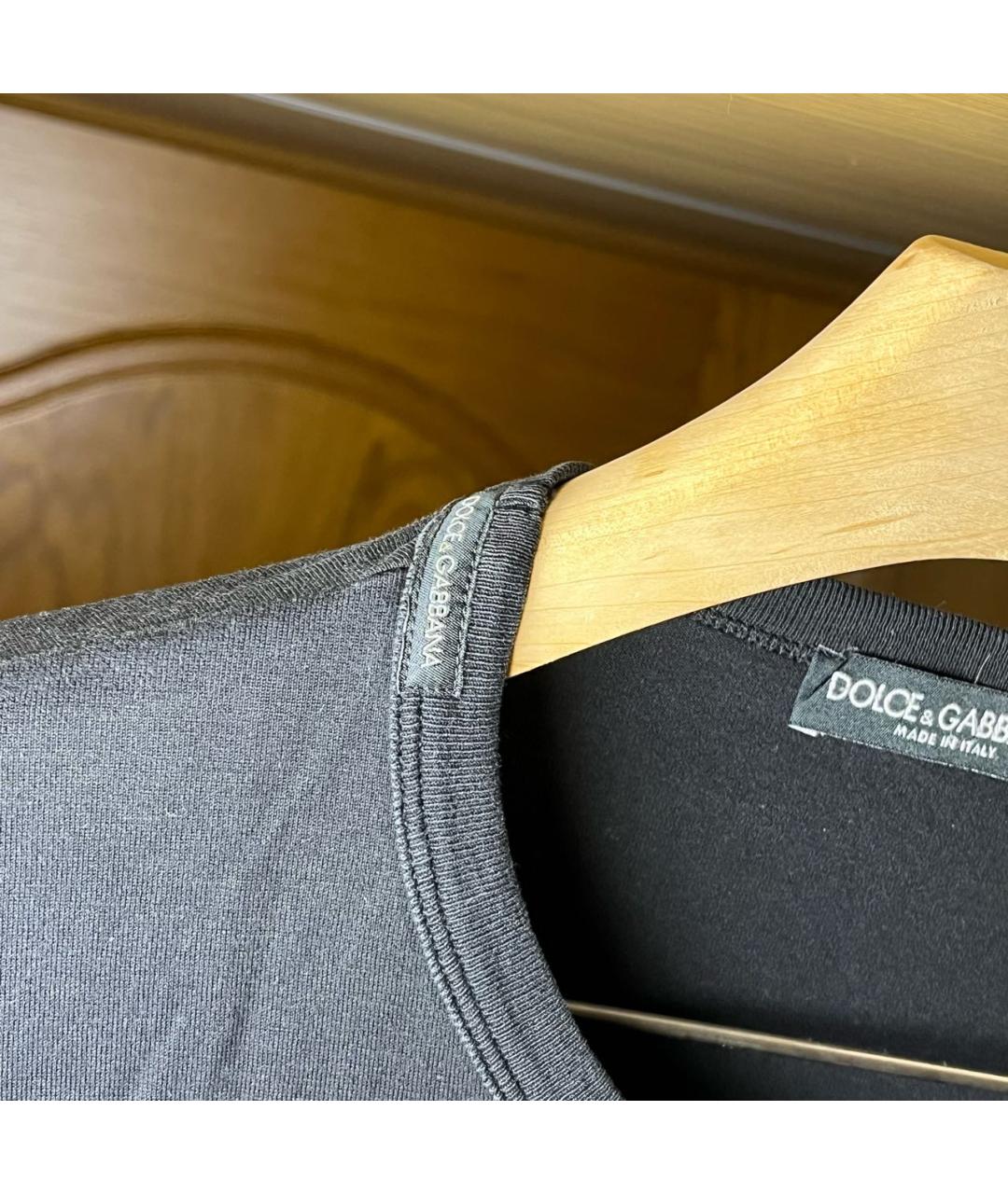 DOLCE&GABBANA Черная хлопковая футболка, фото 3