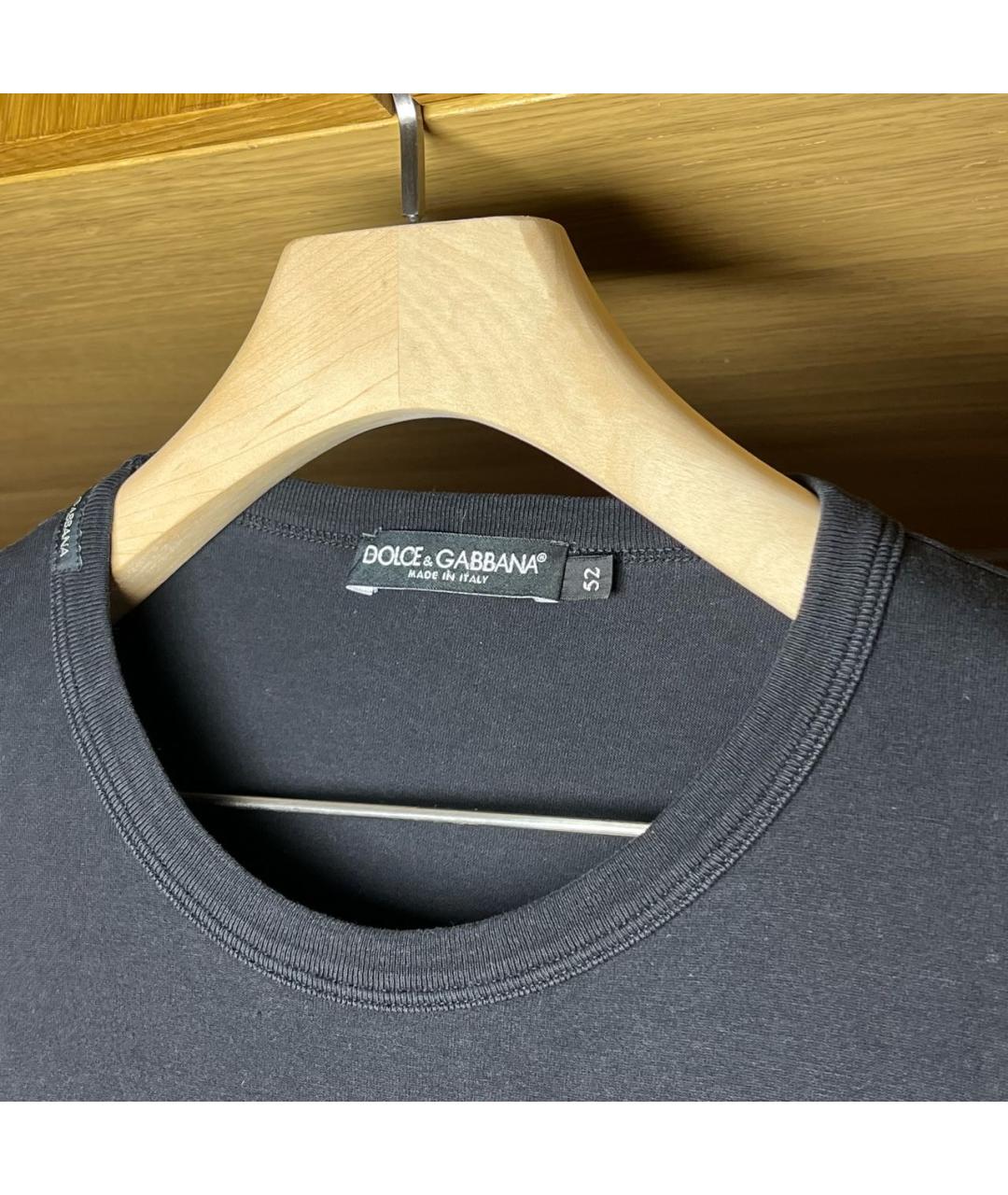 DOLCE&GABBANA Черная хлопковая футболка, фото 2