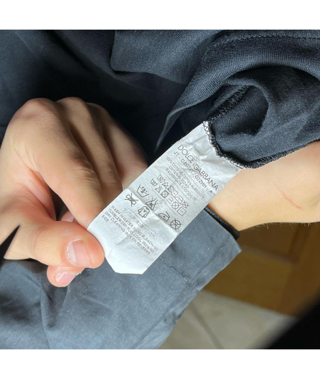 DOLCE&GABBANA Черная хлопковая футболка, фото 4