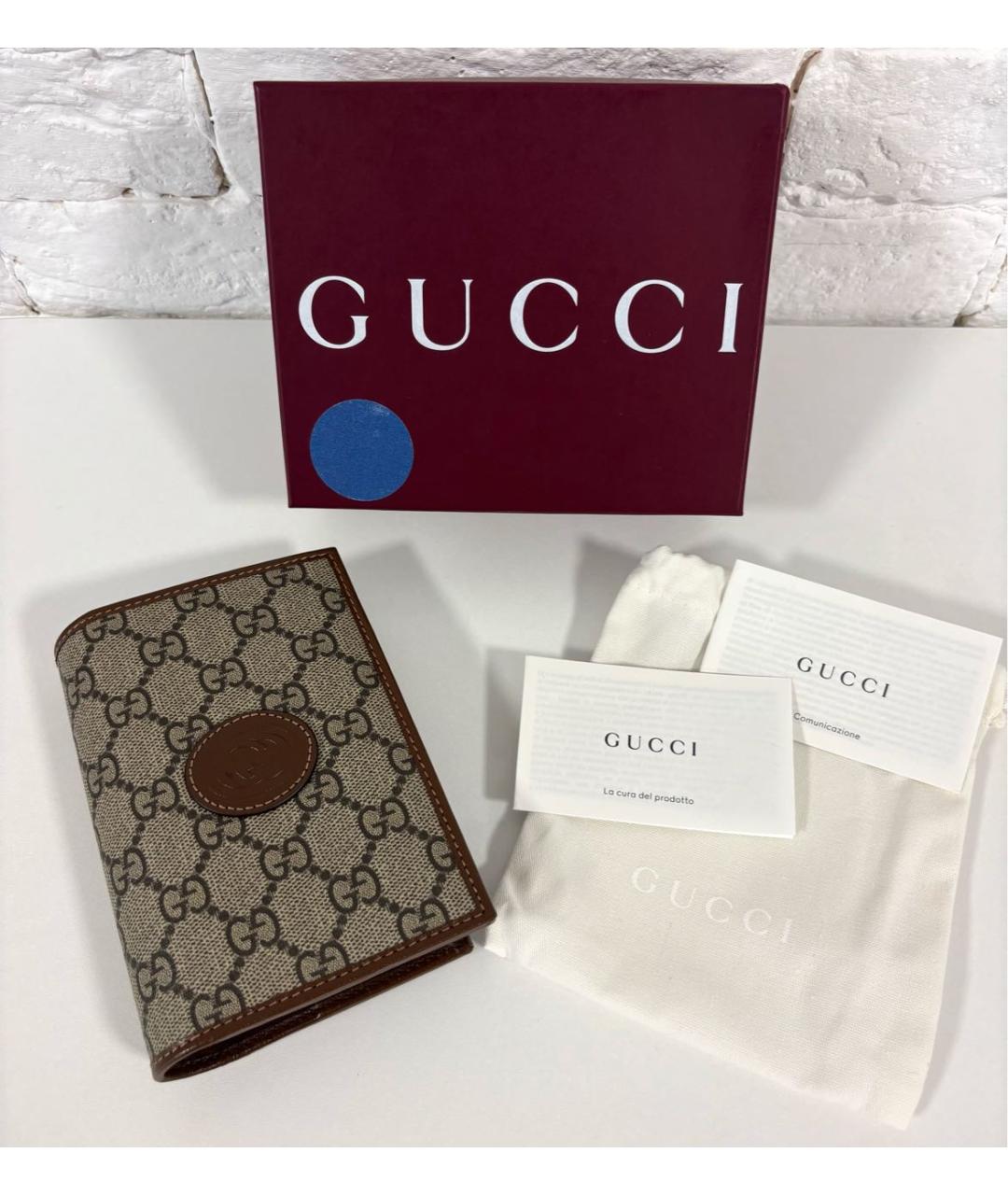 GUCCI Бежевый кожаный кардхолдер, фото 2