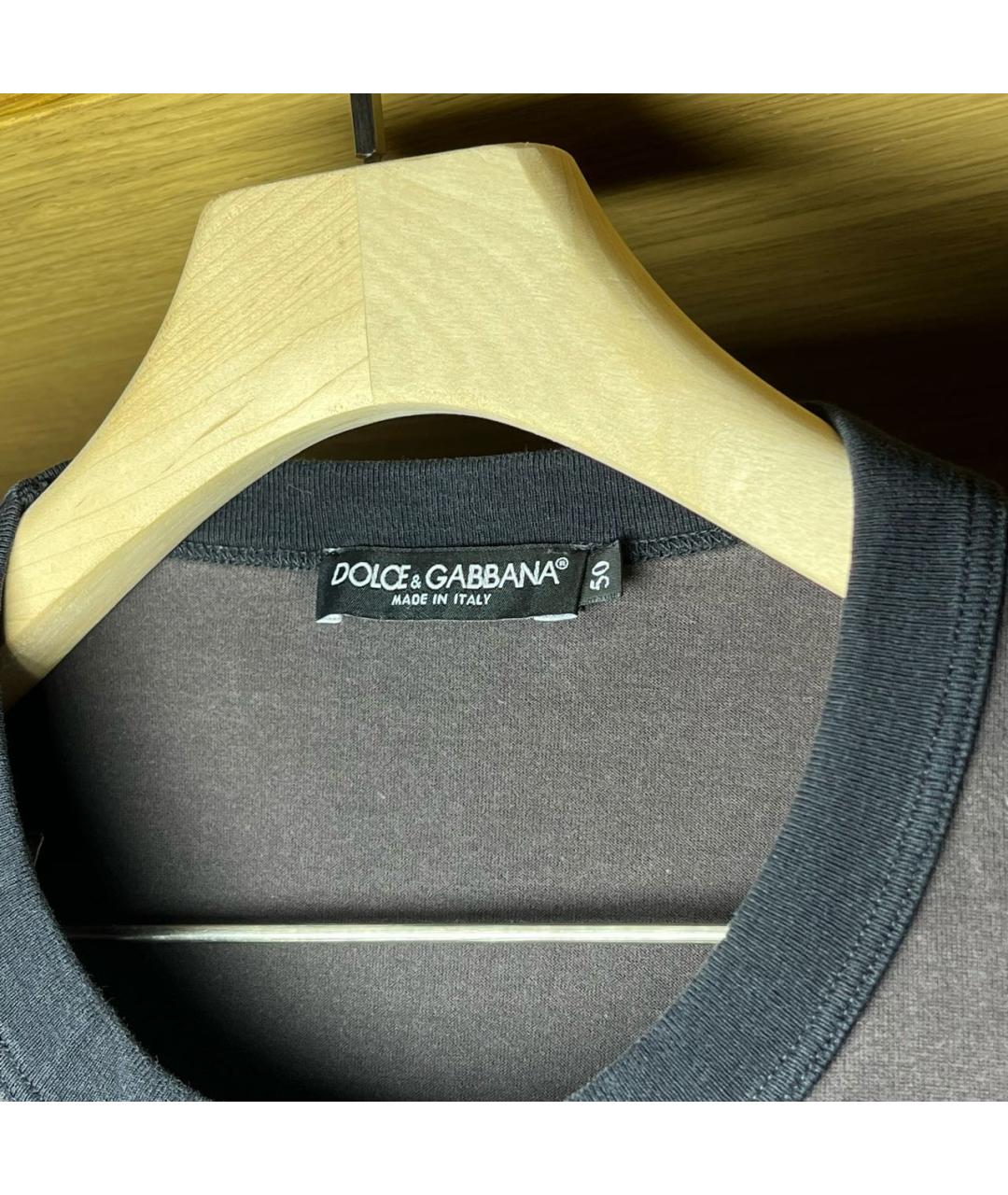 DOLCE&GABBANA Темно-синяя хлопковая футболка, фото 3