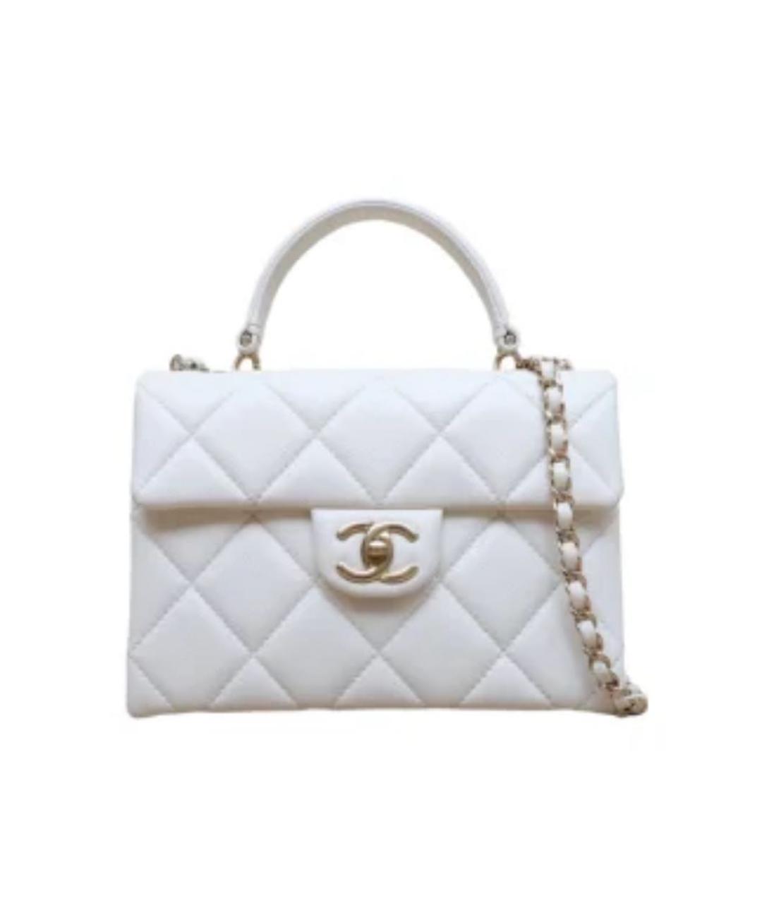 CHANEL Белая кожаная сумка с короткими ручками, фото 1
