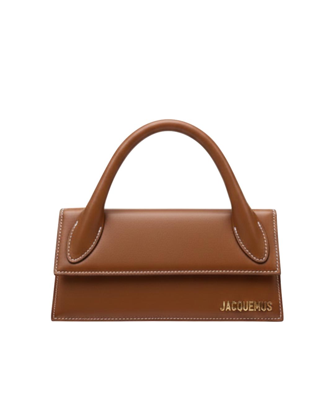 JACQUEMUS Коричневая кожаная сумка с короткими ручками, фото 1