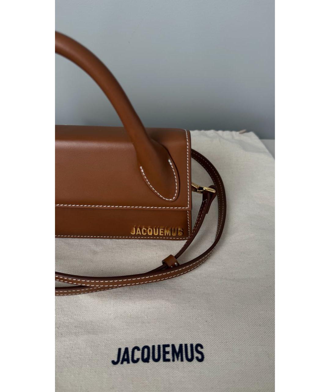 JACQUEMUS Коричневая кожаная сумка с короткими ручками, фото 5