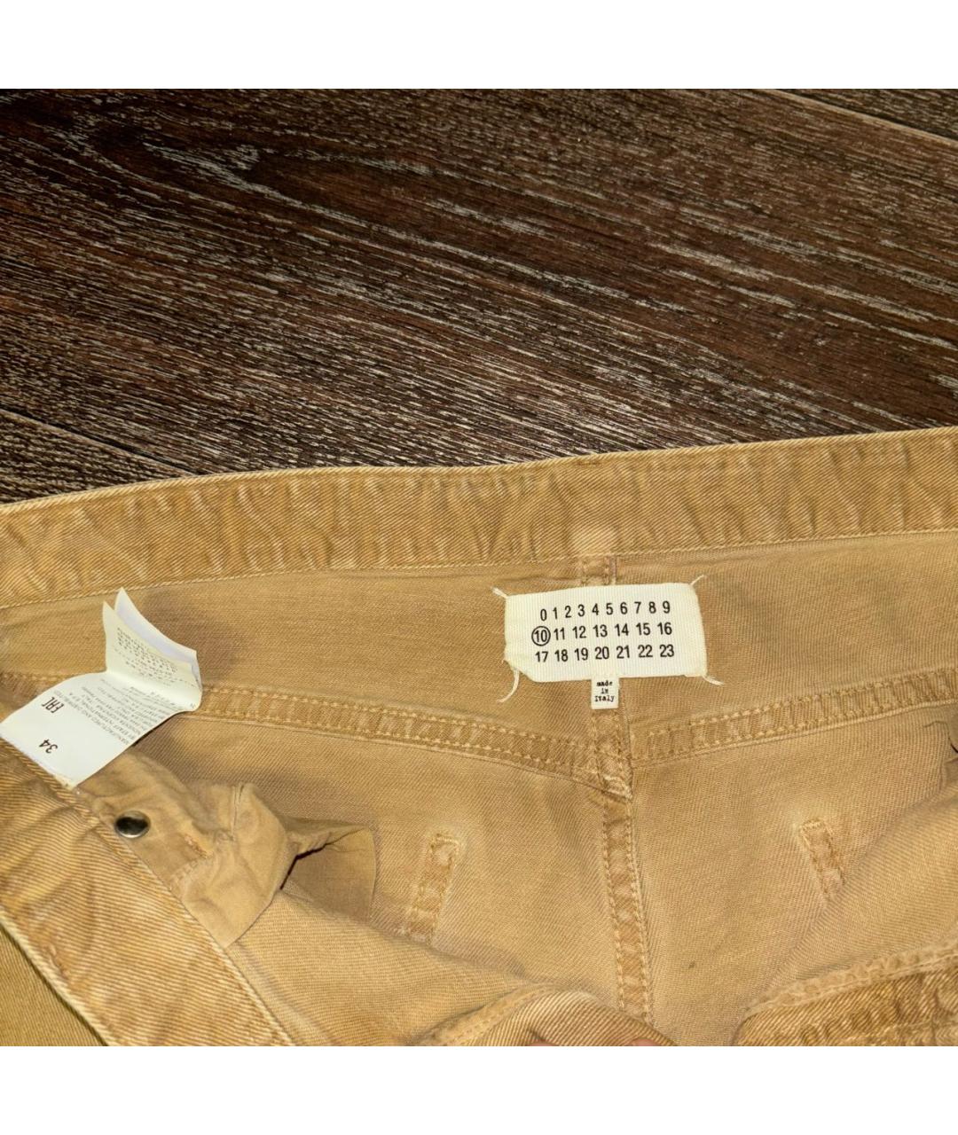 MAISON MARGIELA Горчичные хлопковые брюки чинос, фото 5