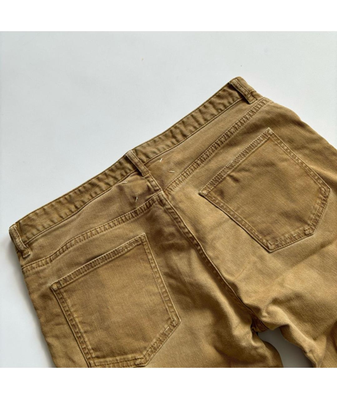 MAISON MARGIELA Горчичные хлопковые брюки чинос, фото 3