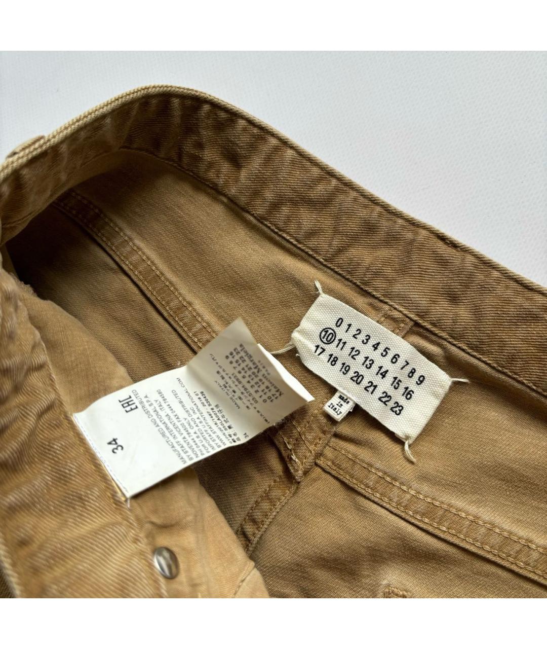 MAISON MARGIELA Горчичные хлопковые брюки чинос, фото 4