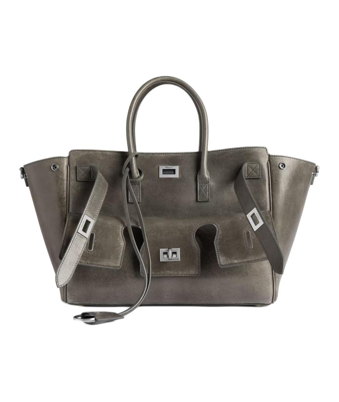 BALENCIAGA Серая кожаная сумка через плечо, фото 1