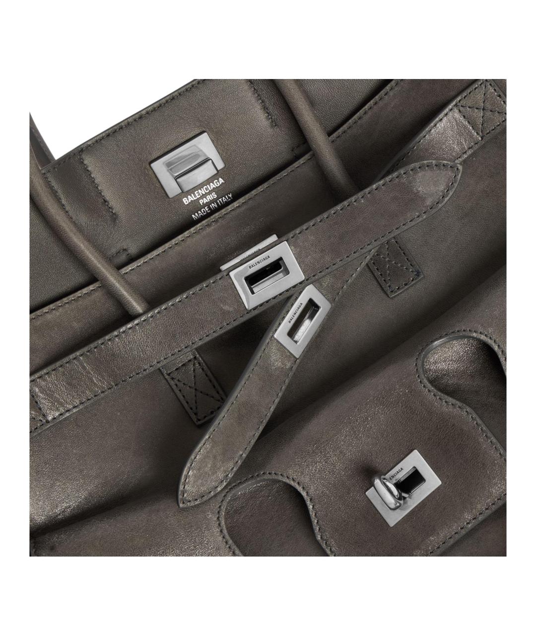 BALENCIAGA Серая кожаная сумка через плечо, фото 6