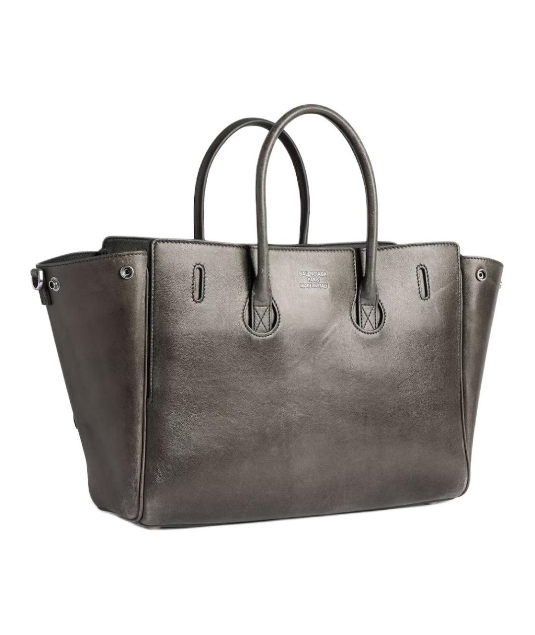 BALENCIAGA Серая кожаная сумка через плечо, фото 4