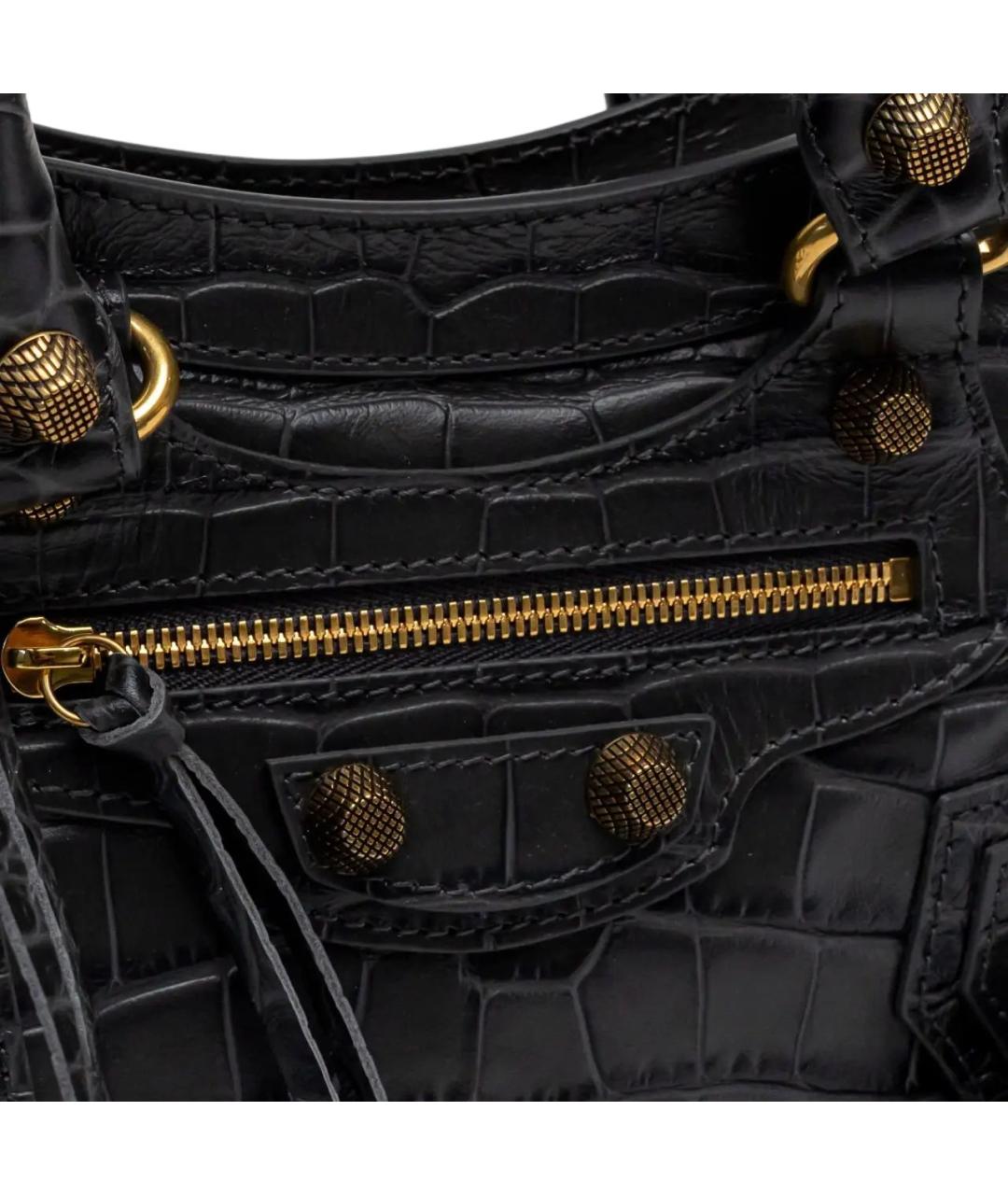 BALENCIAGA Черная кожаная сумка через плечо, фото 4