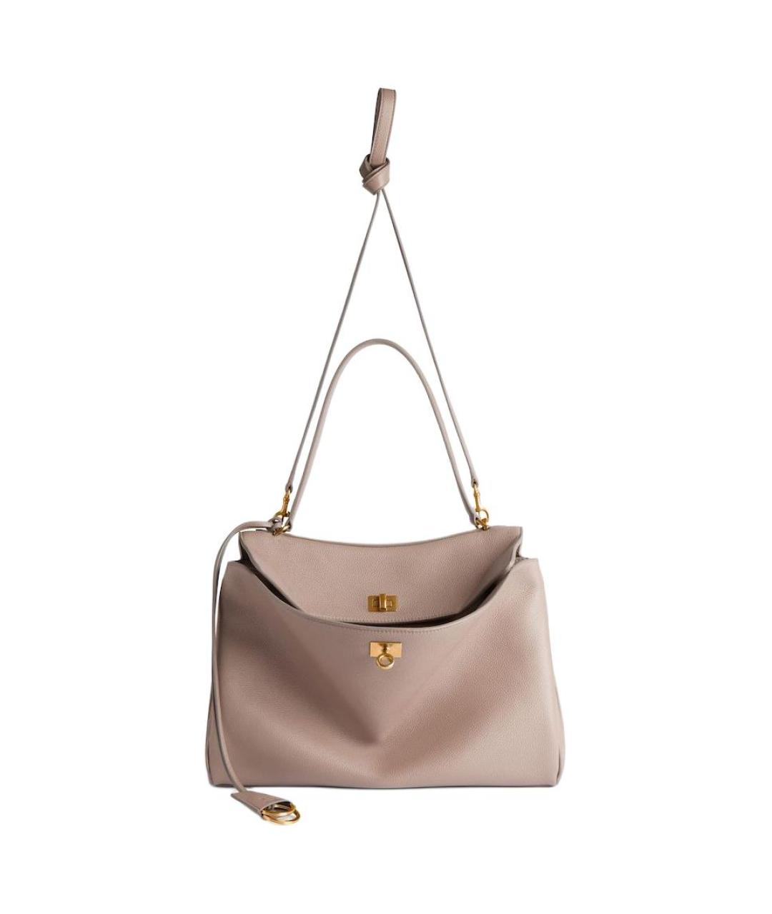 BALENCIAGA Бежевая кожаная сумка через плечо, фото 4