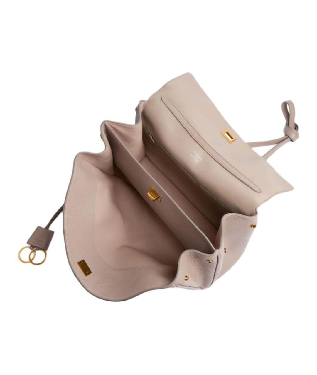 BALENCIAGA Бежевая кожаная сумка через плечо, фото 5