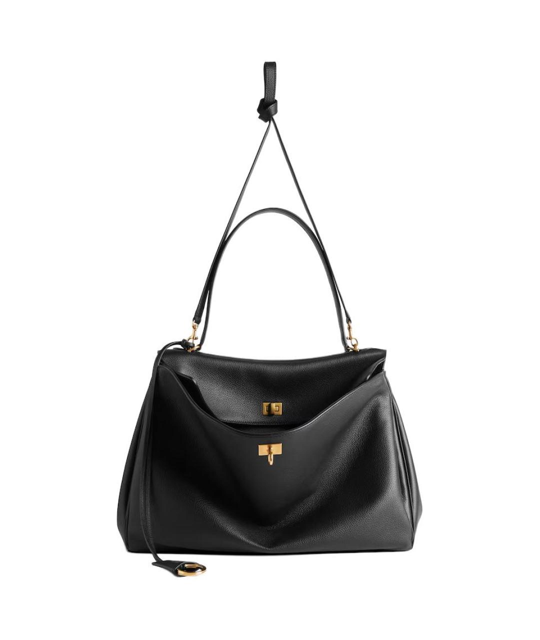 BALENCIAGA Черная кожаная сумка через плечо, фото 2