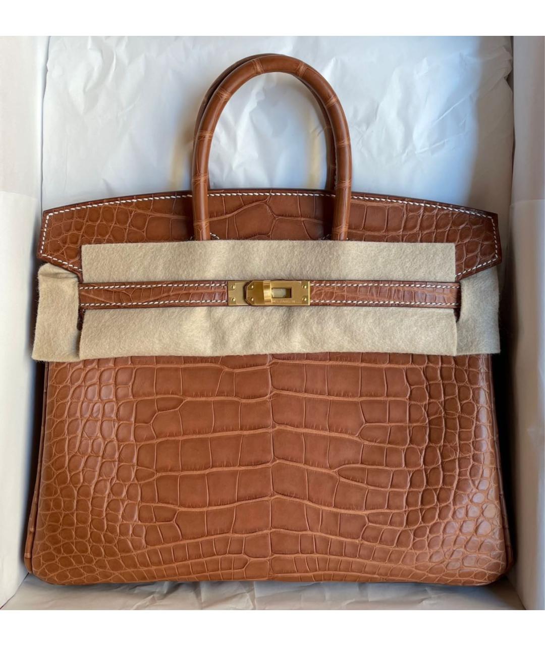 HERMES Коричневая сумка с короткими ручками из экзотической кожи, фото 3