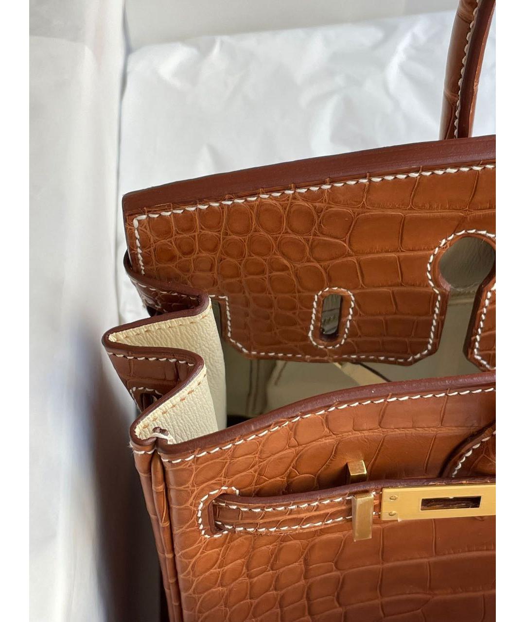 HERMES Коричневая сумка с короткими ручками из экзотической кожи, фото 2