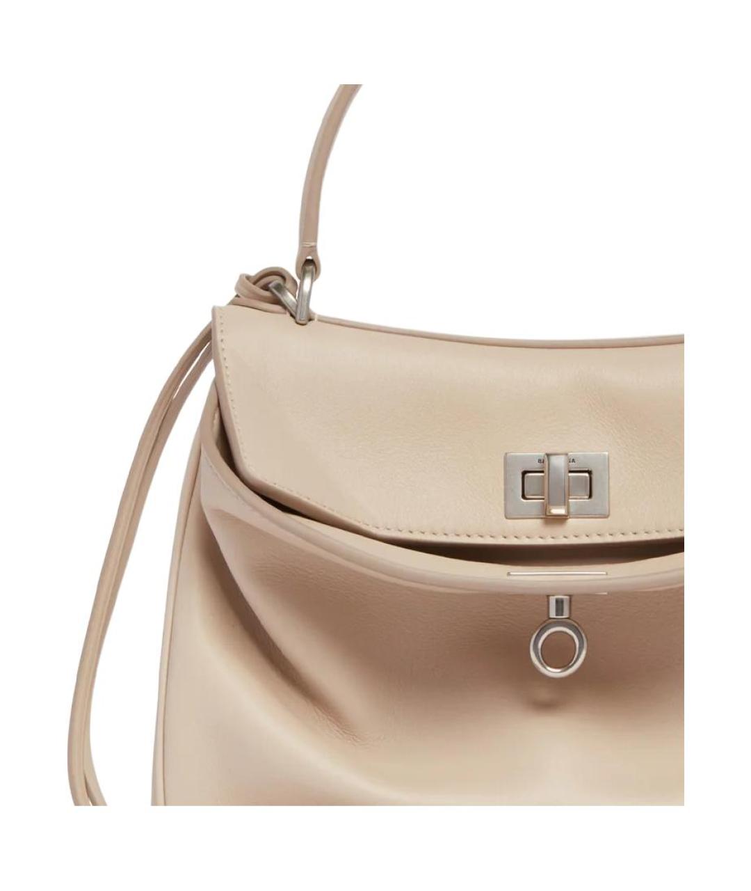 BALENCIAGA Бежевая кожаная сумка через плечо, фото 5