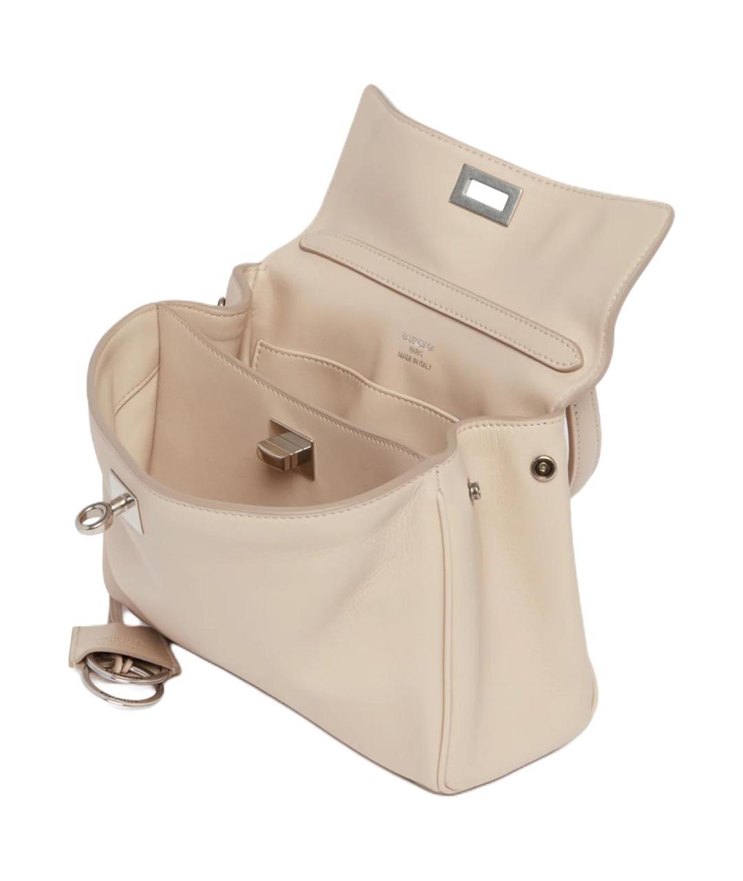 BALENCIAGA Бежевая кожаная сумка через плечо, фото 4