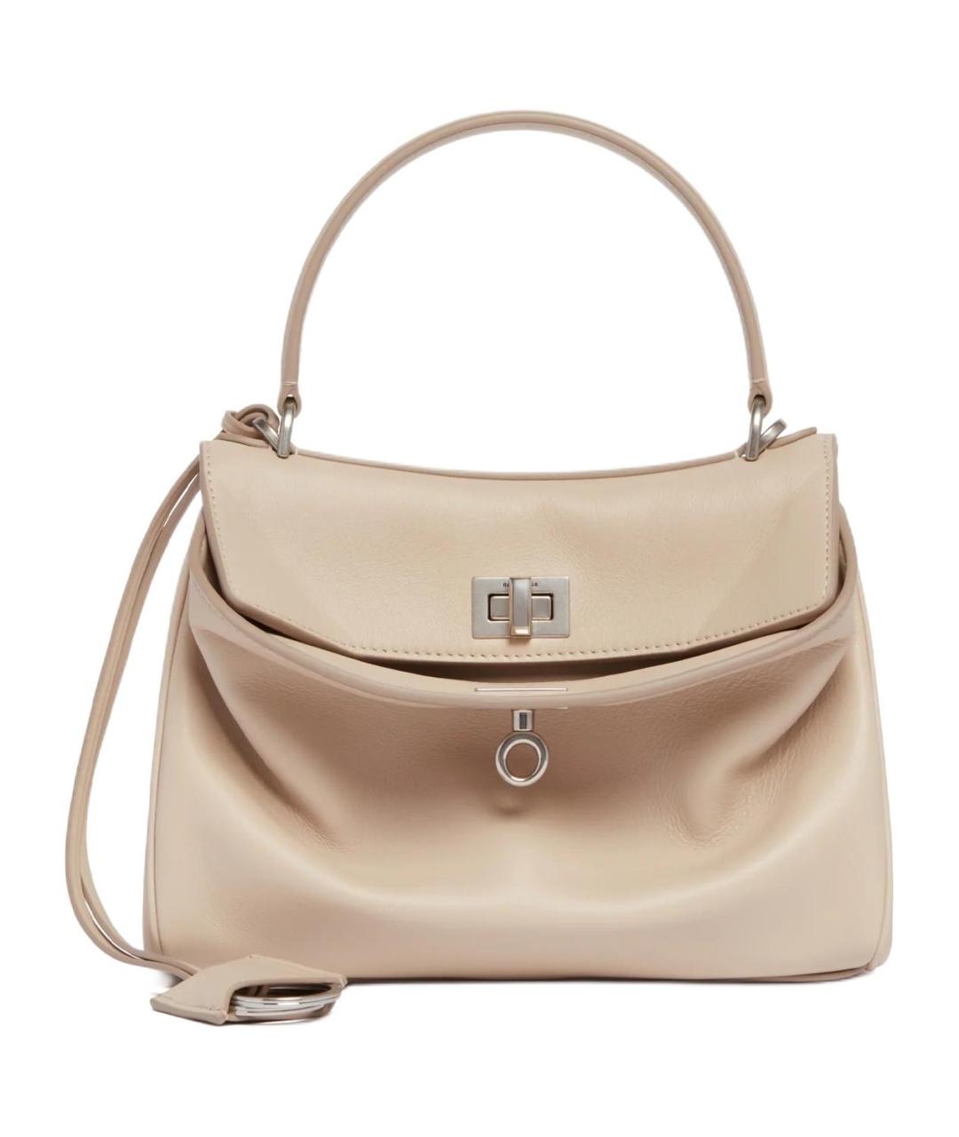 BALENCIAGA Бежевая кожаная сумка через плечо, фото 1