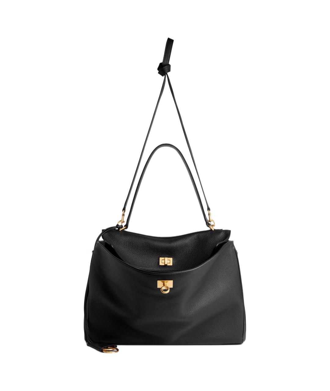 BALENCIAGA Черная кожаная сумка через плечо, фото 2