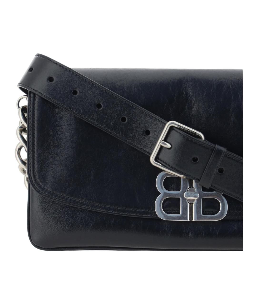 BALENCIAGA Черная кожаная сумка через плечо, фото 5