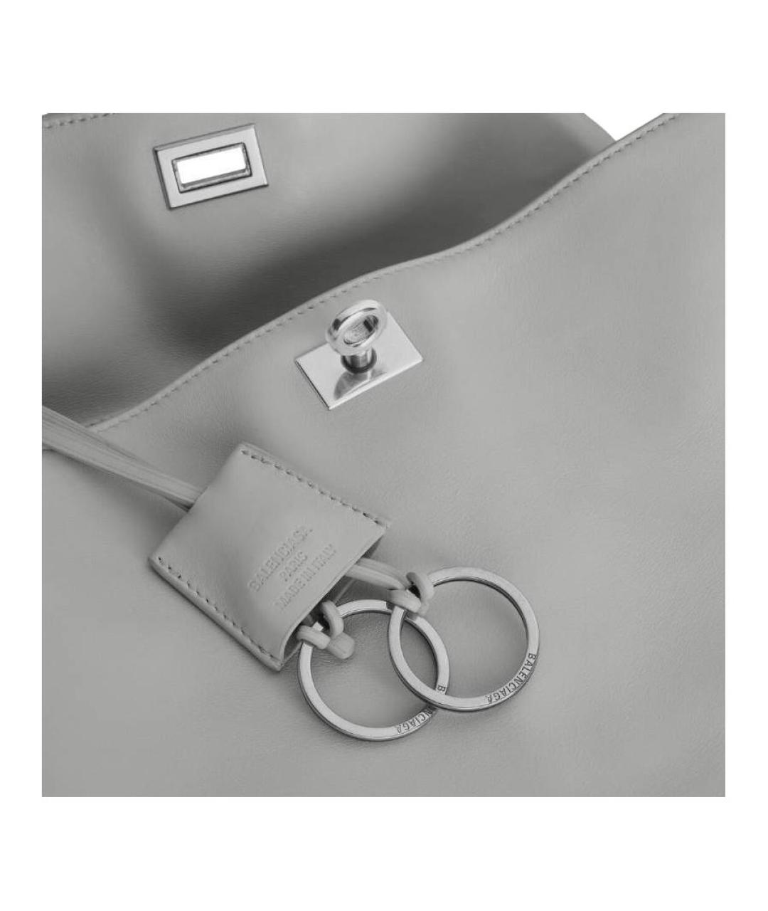 BALENCIAGA Серая кожаная сумка через плечо, фото 6