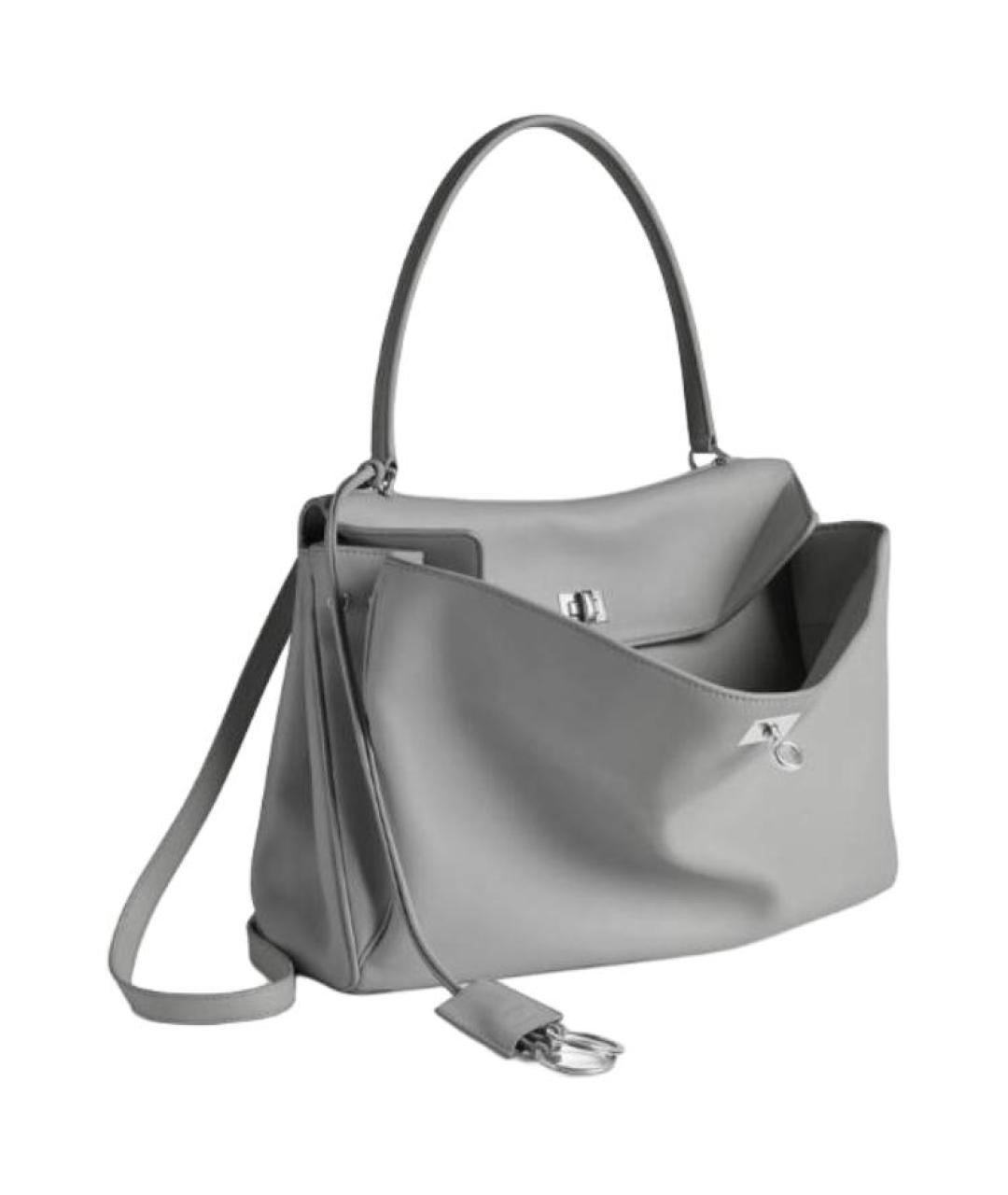 BALENCIAGA Серая кожаная сумка через плечо, фото 2