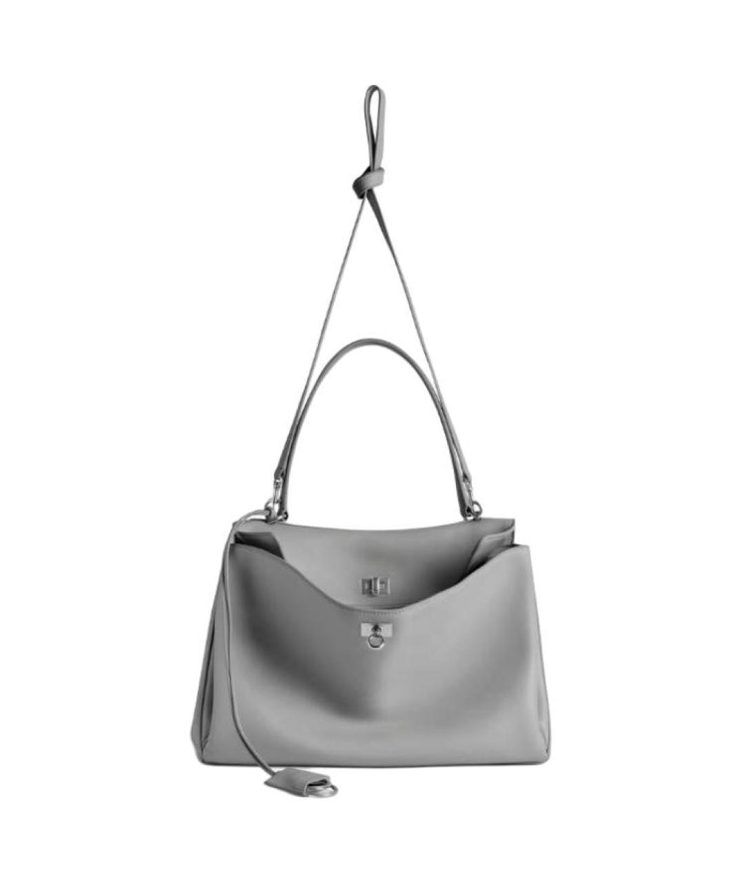 BALENCIAGA Серая кожаная сумка через плечо, фото 5