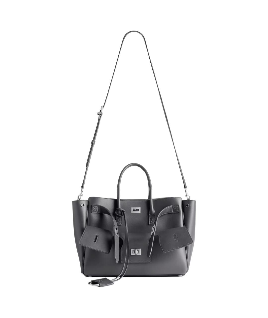 BALENCIAGA Серая кожаная сумка через плечо, фото 2