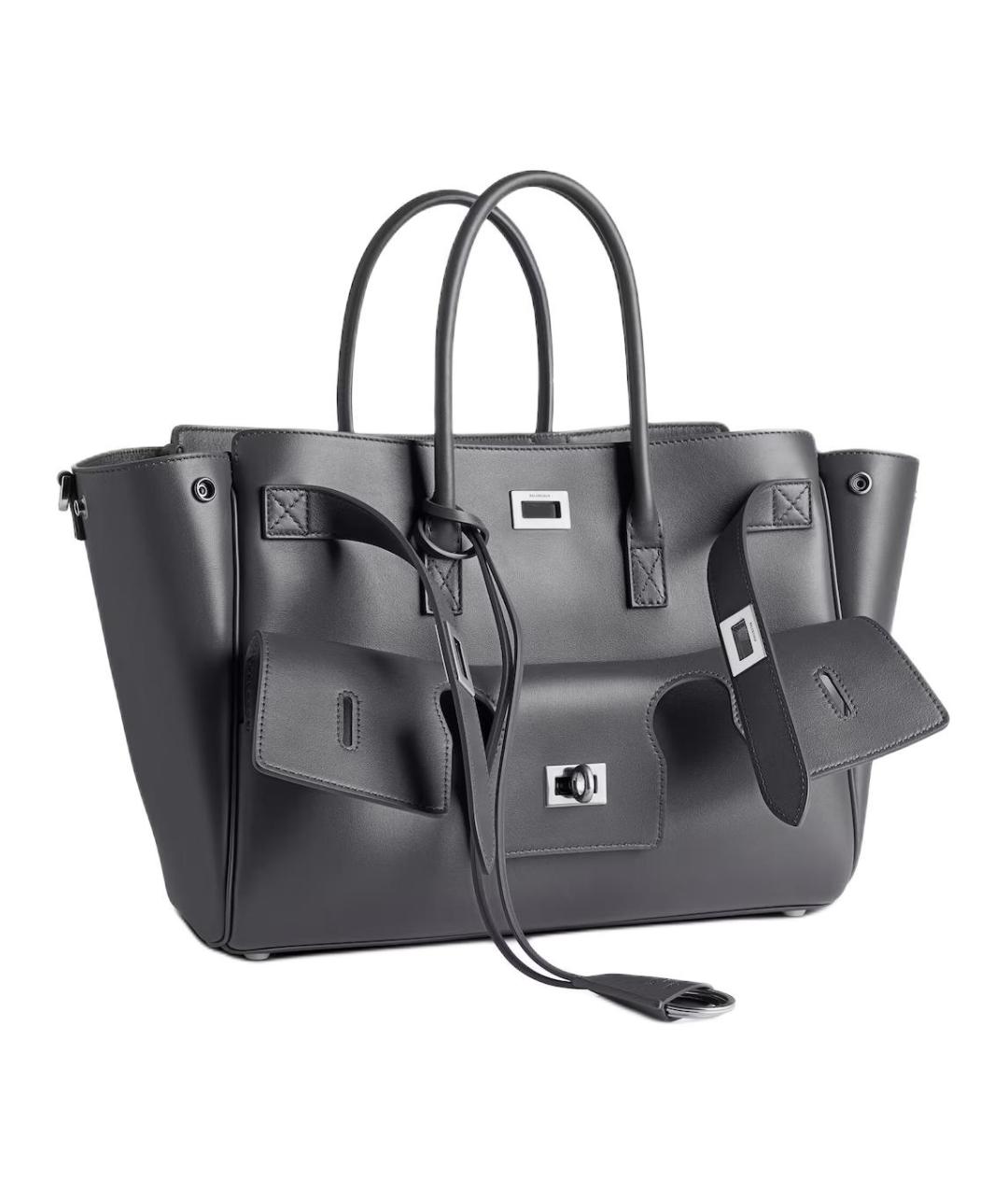 BALENCIAGA Серая кожаная сумка через плечо, фото 3