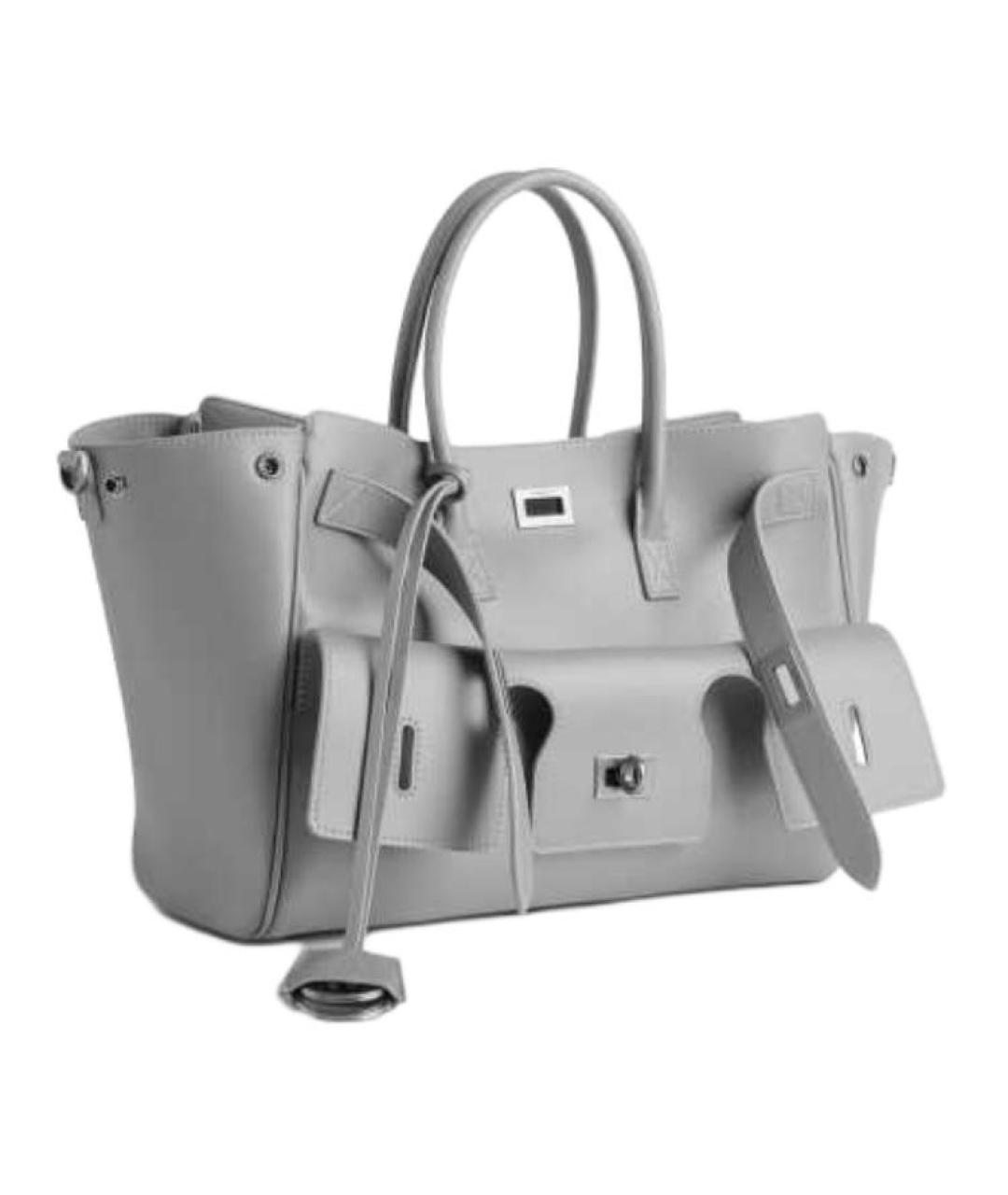 BALENCIAGA Серая кожаная сумка через плечо, фото 3