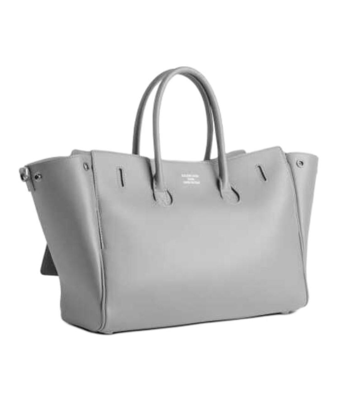 BALENCIAGA Серая кожаная сумка через плечо, фото 4