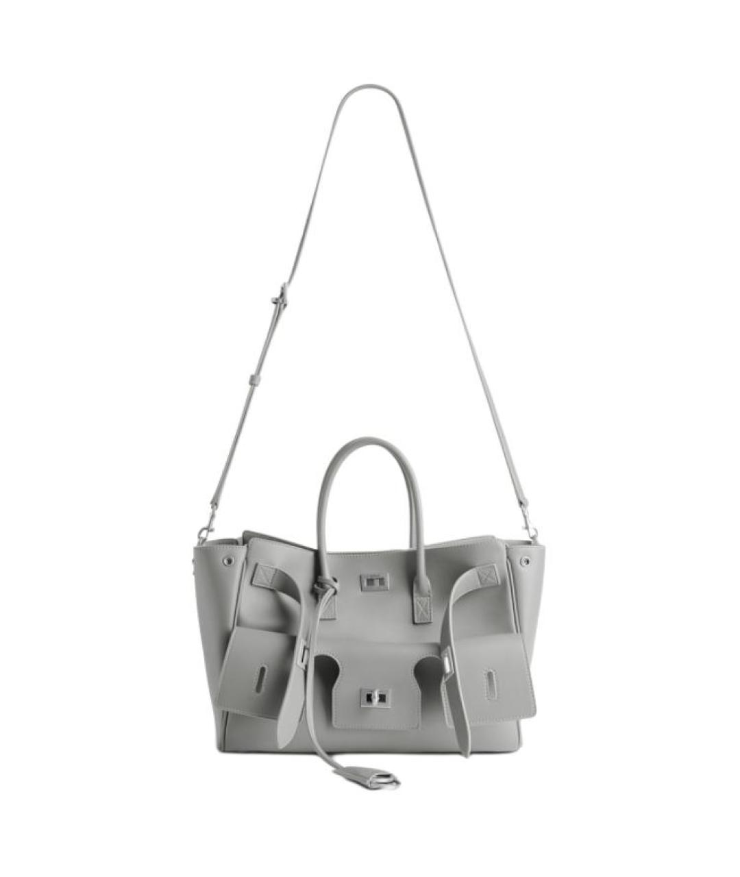 BALENCIAGA Серая кожаная сумка через плечо, фото 2