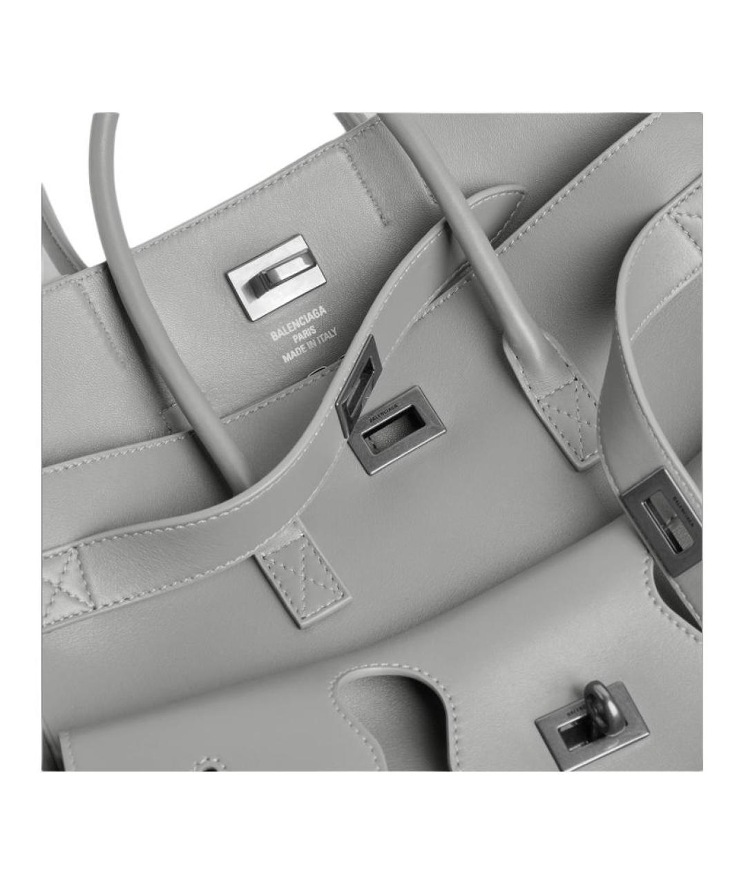 BALENCIAGA Серая кожаная сумка через плечо, фото 6