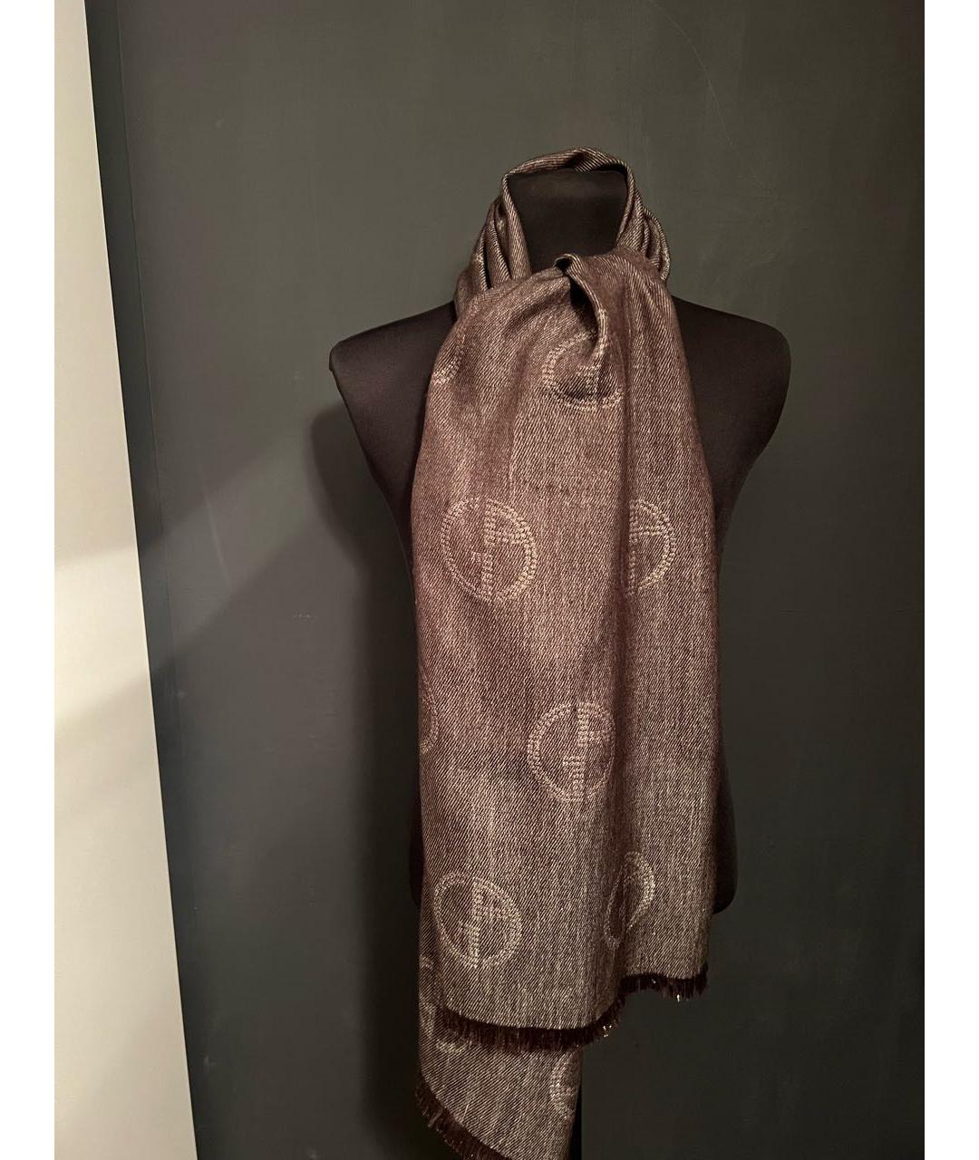 GIORGIO ARMANI Коричневый кашемировый шарф, фото 7