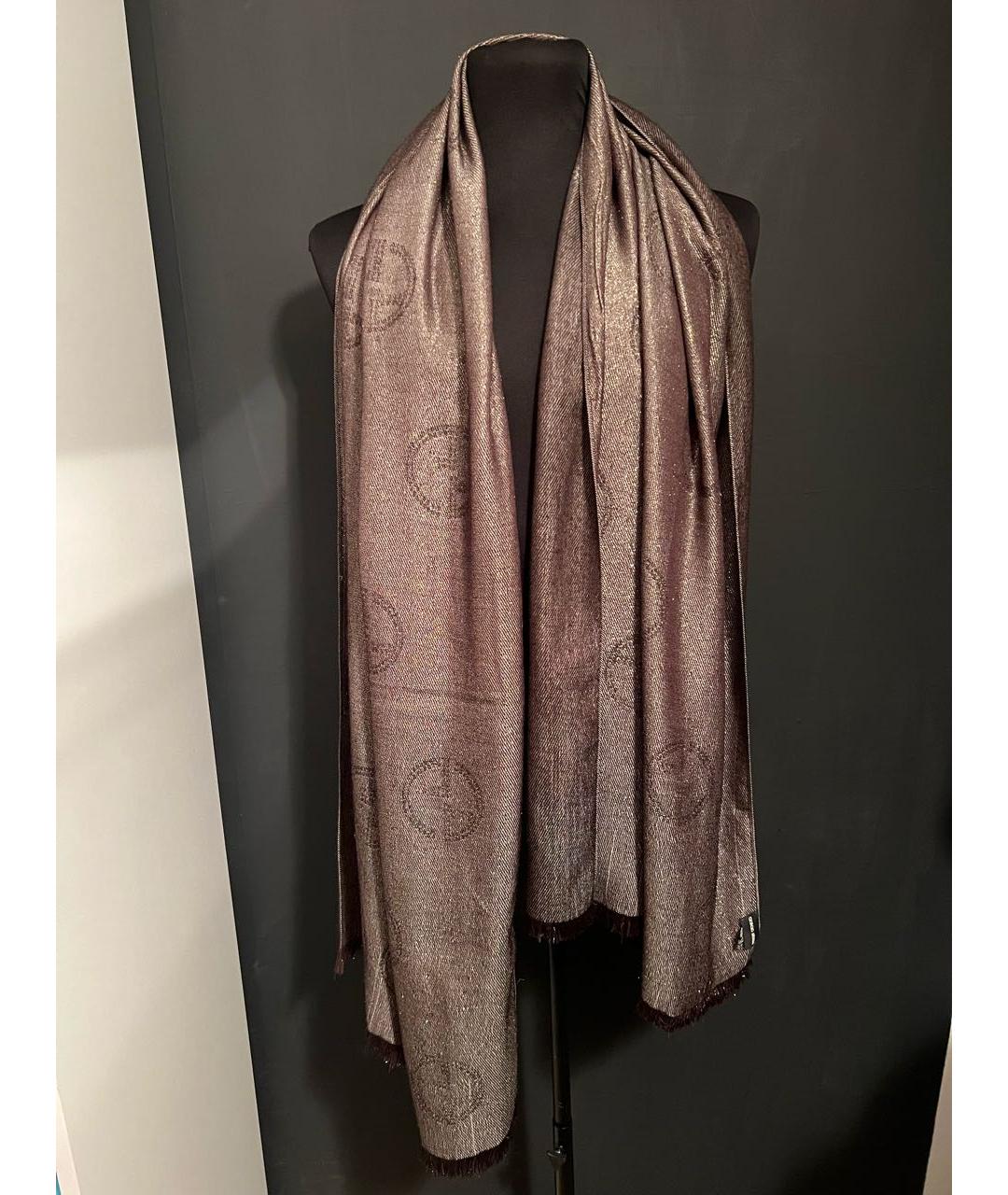 GIORGIO ARMANI Коричневый кашемировый шарф, фото 2