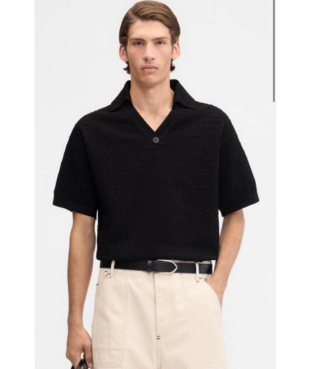JACQUEMUS Черное хлопковое поло с коротким рукавом, фото 3
