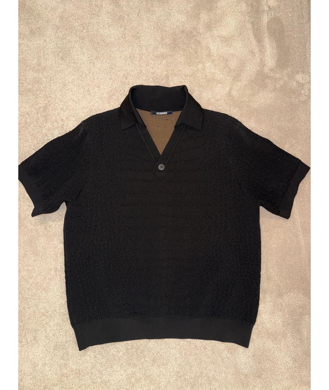 JACQUEMUS Черное хлопковое поло с коротким рукавом, фото 5